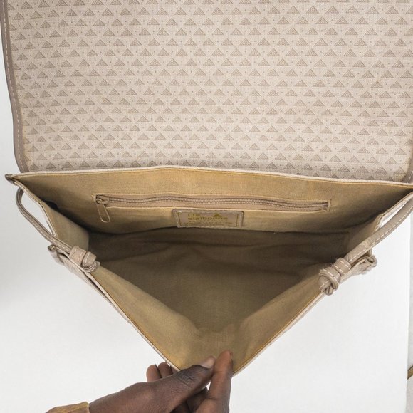 Vintage 80s Coated Canvas Leather Crossbody Bag - Picture 8 of 13